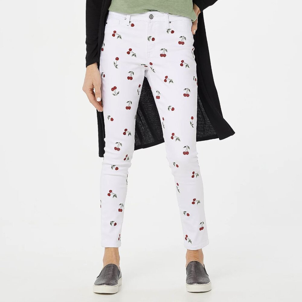 Laurie Felt White Cherry Print Pants